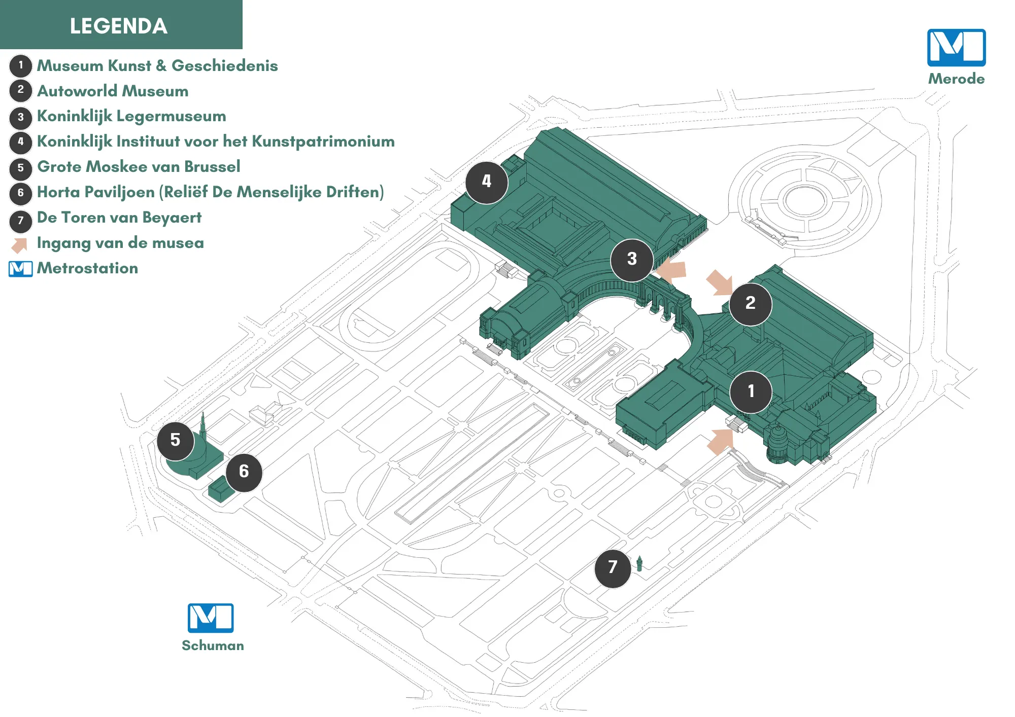 Plattegrond van de site van het Jubelpark